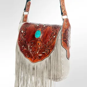 American Darling ADBGH133 Hand Tooled Hair On Genuine Leather Women Bag Western Handbag Purse
