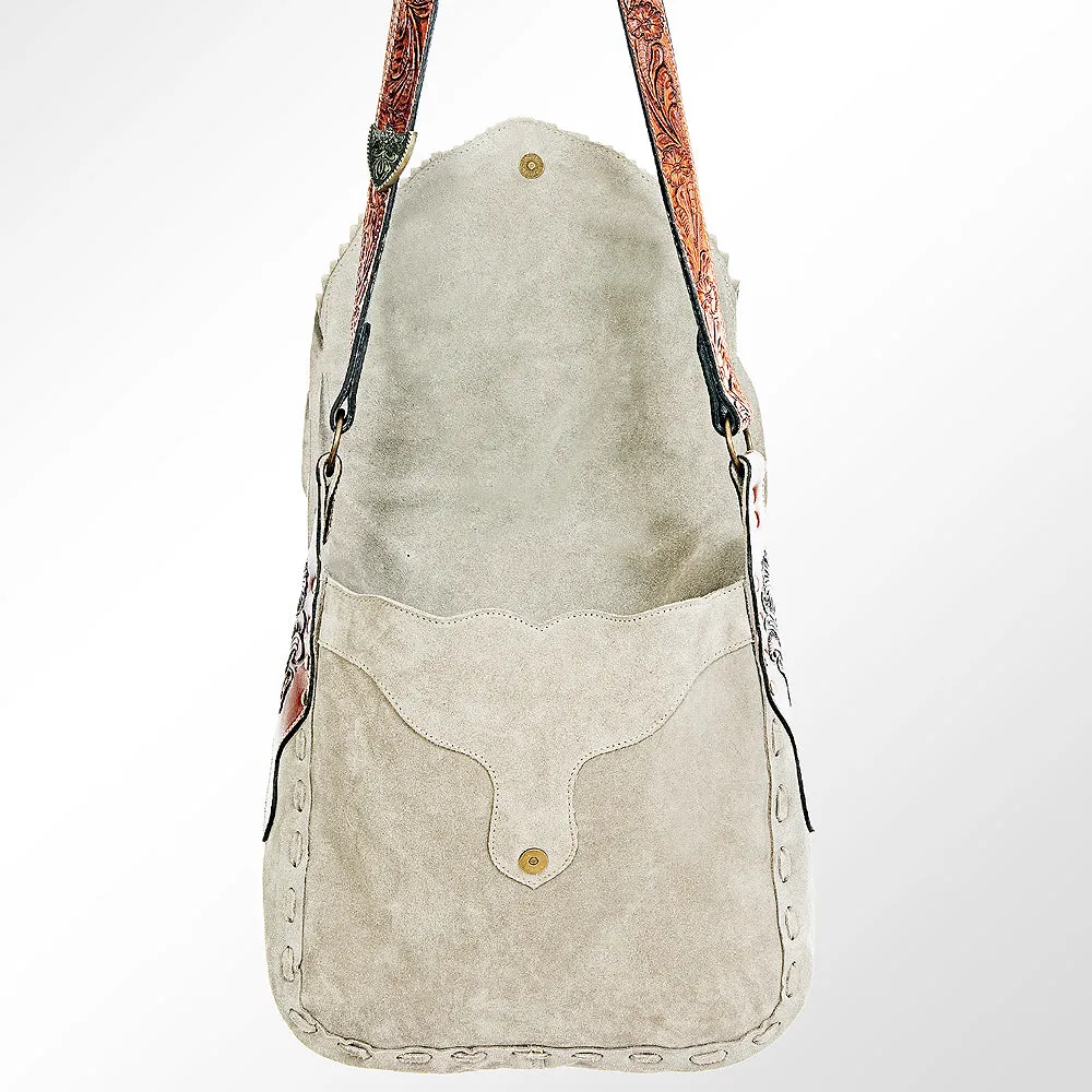 American Darling ADBGH133 Hand Tooled Hair On Genuine Leather Women Bag Western Handbag Purse