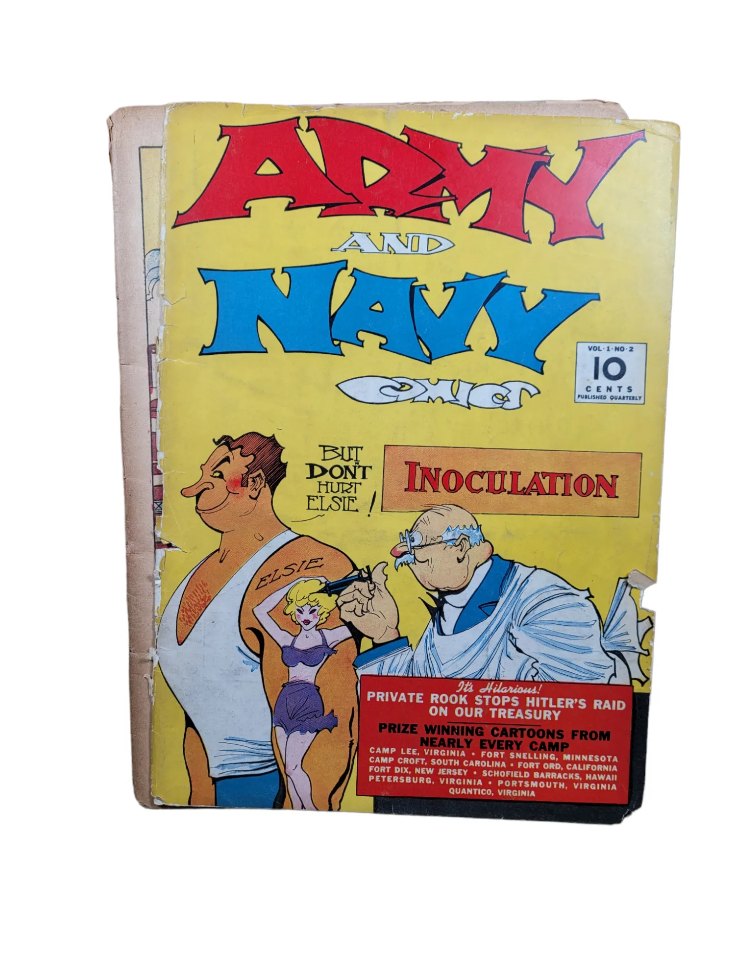 ARMY AND NAVY COMICS #2 SCARCE 1941 HITLER STORY TATTOO GGA COVER GOLDEN AGE