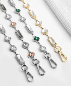 Bag chain modification with colorful rhinestones crossbody bag chain accessory metal shoulder strap for underarm
