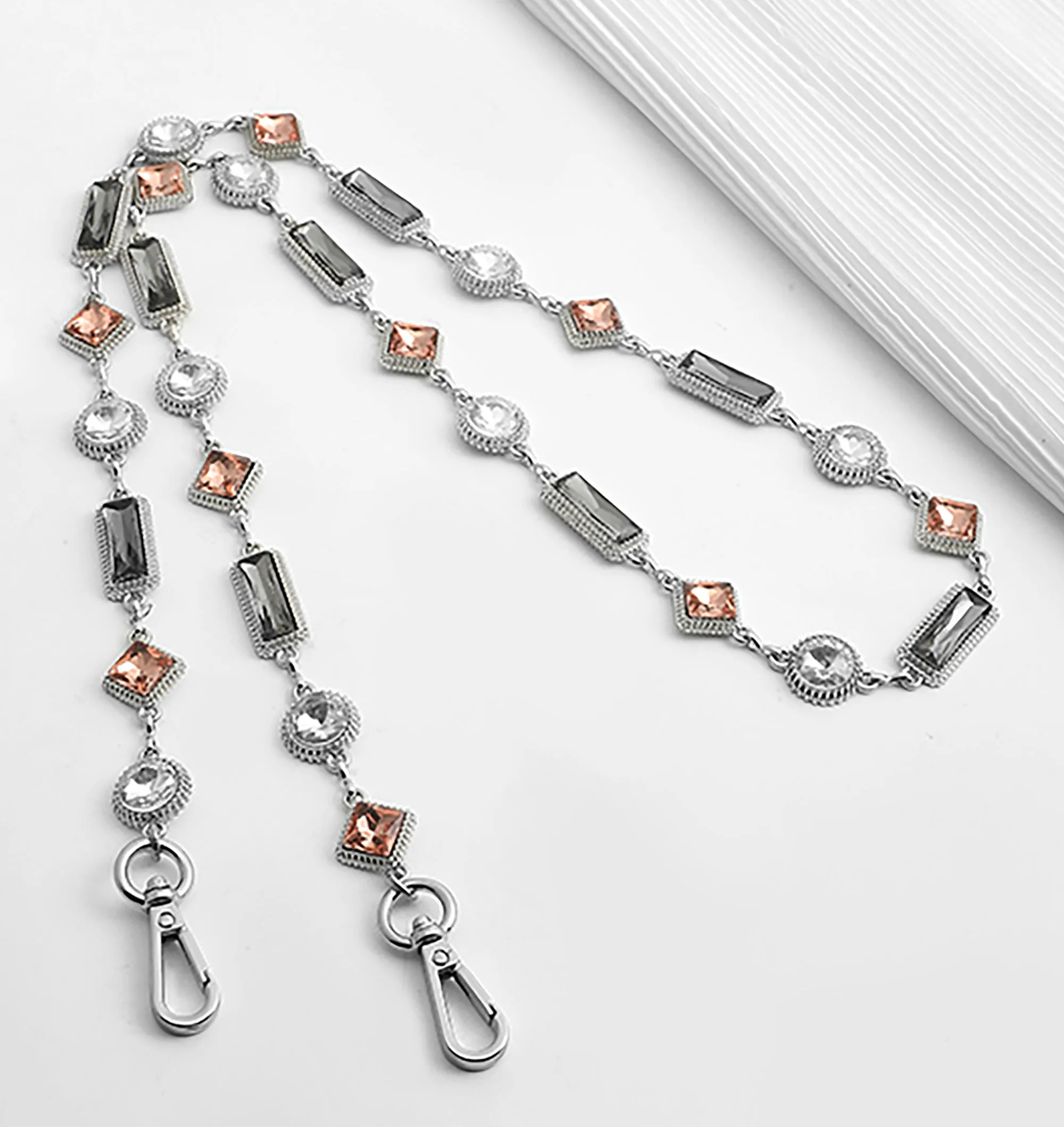 Bag chain modification with colorful rhinestones crossbody bag chain accessory metal shoulder strap for underarm
