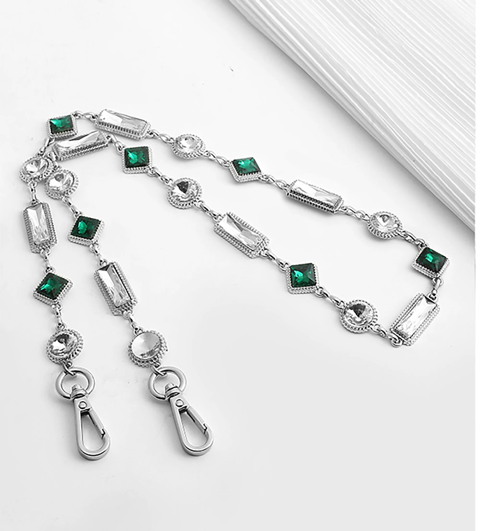 Bag chain modification with colorful rhinestones crossbody bag chain accessory metal shoulder strap for underarm