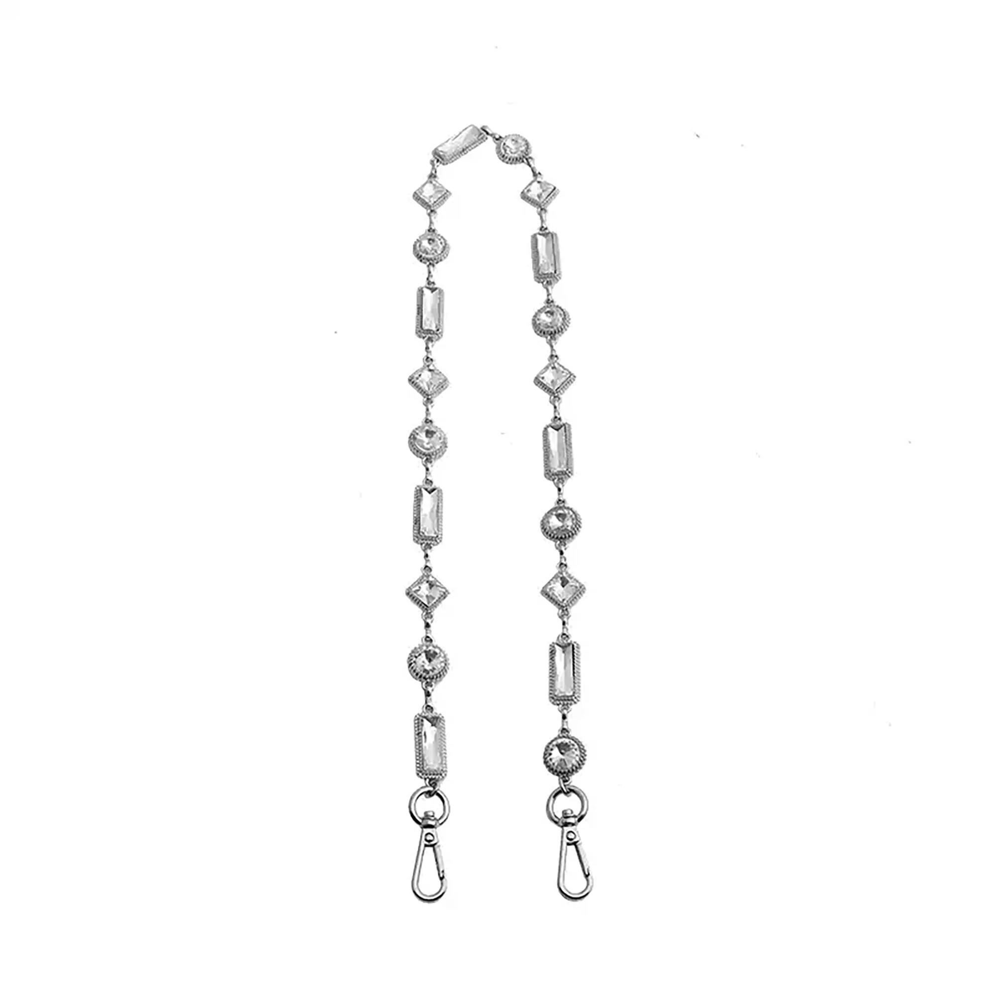 Bag chain modification with colorful rhinestones crossbody bag chain accessory metal shoulder strap for underarm