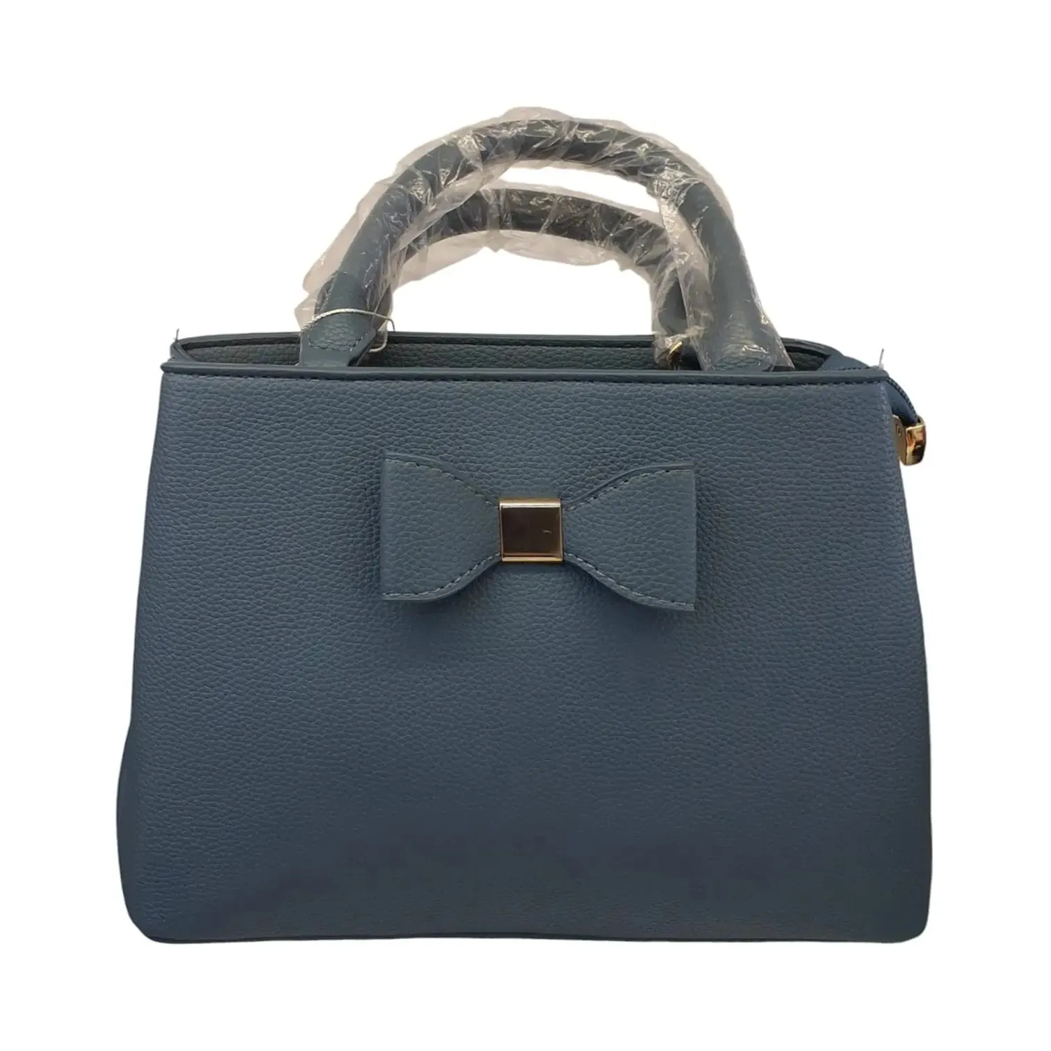 Blue Bow Accent Leather Handbag