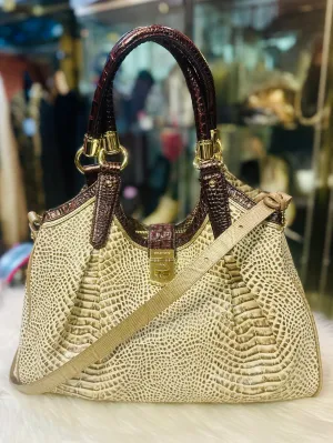 Brahmin Elisa Shoulder Bag Tri-color Creme Rhodes Embossed Leather   Tassel EUC (preowned)