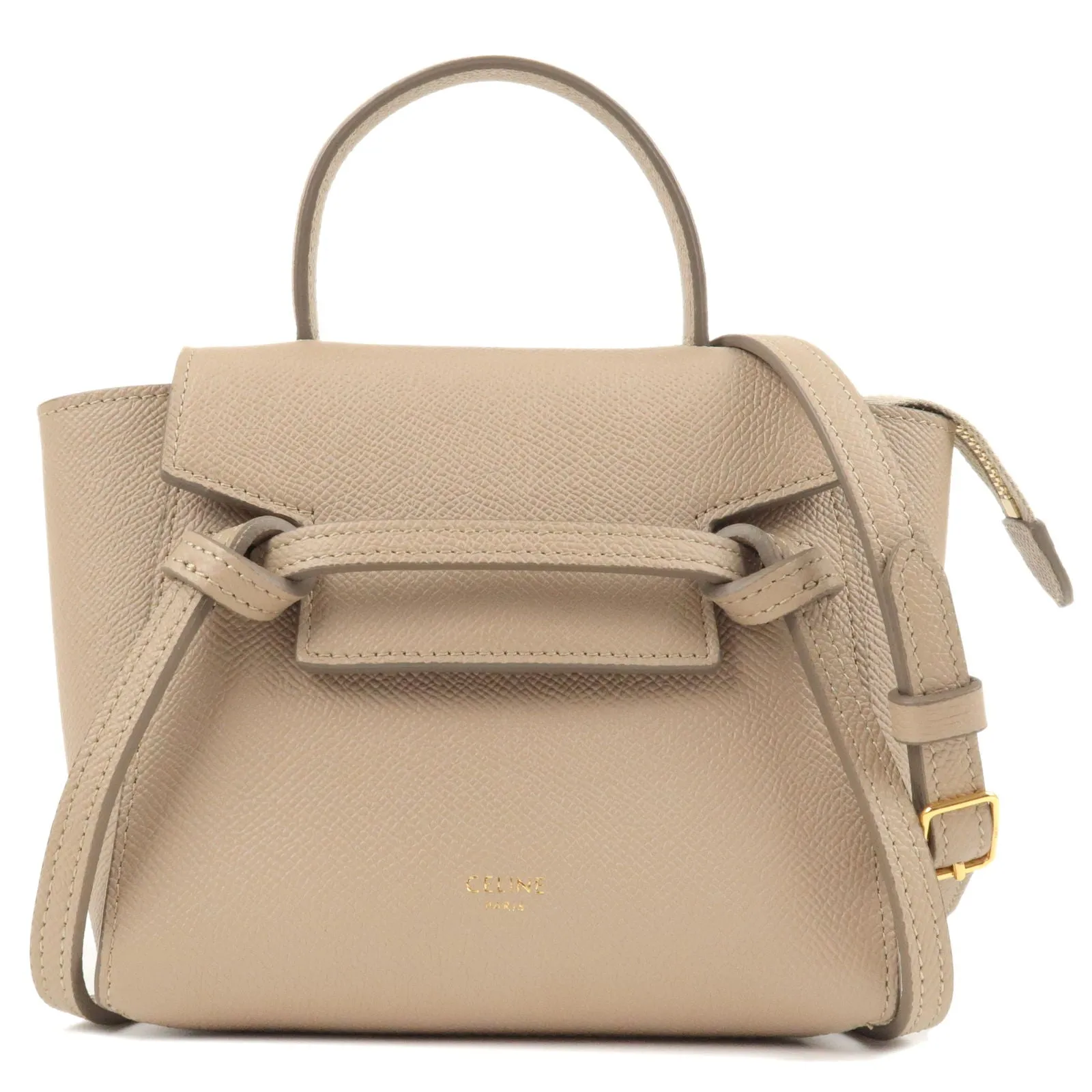 CELINE Leather Pico Belt Bag 2Way Bag Light Taupe 194263
