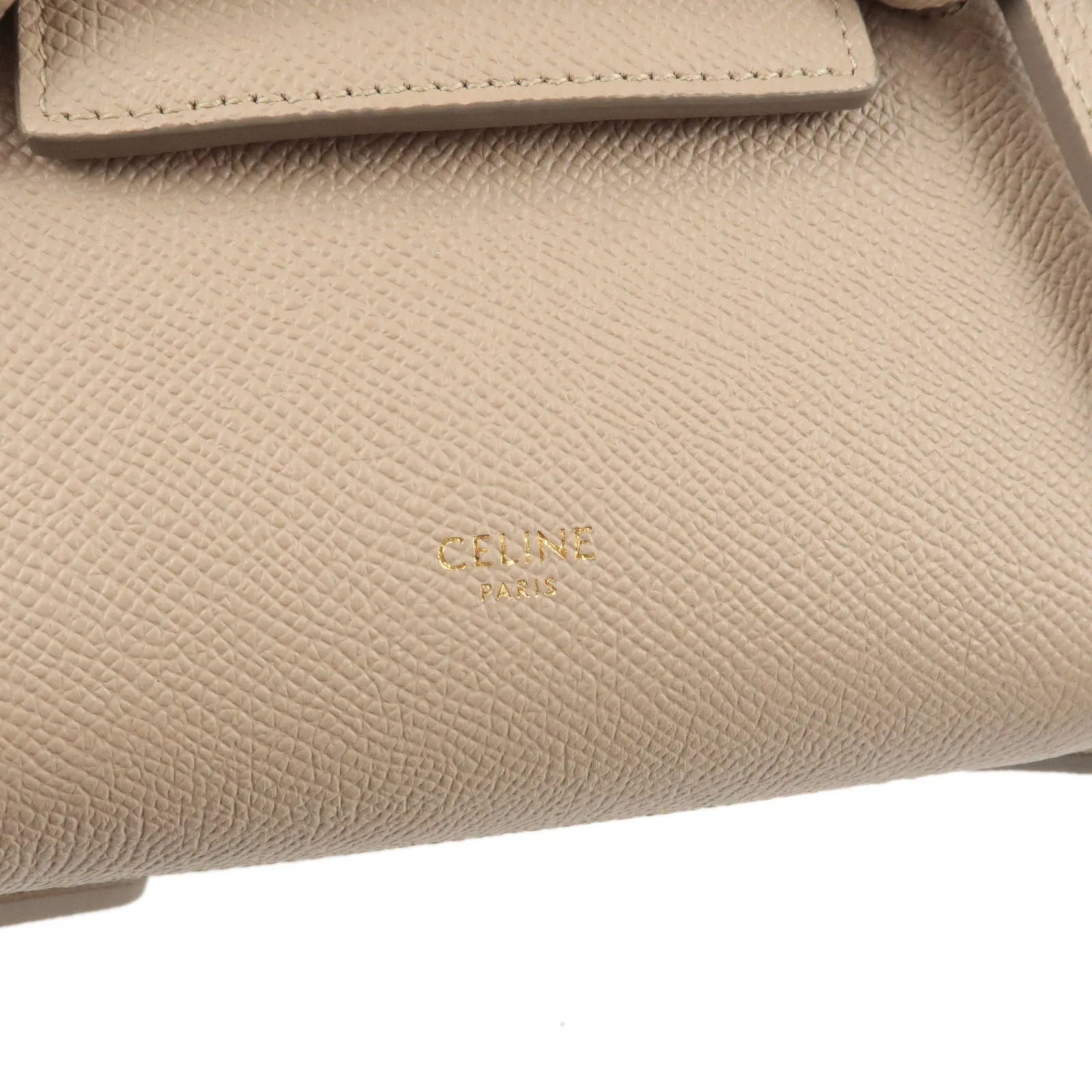 CELINE Leather Pico Belt Bag 2Way Bag Light Taupe 194263