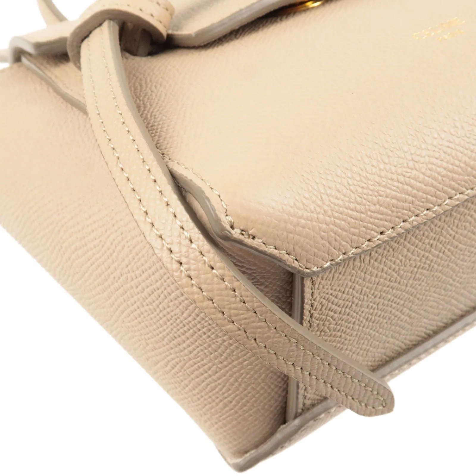 CELINE Leather Pico Belt Bag 2Way Bag Light Taupe 194263