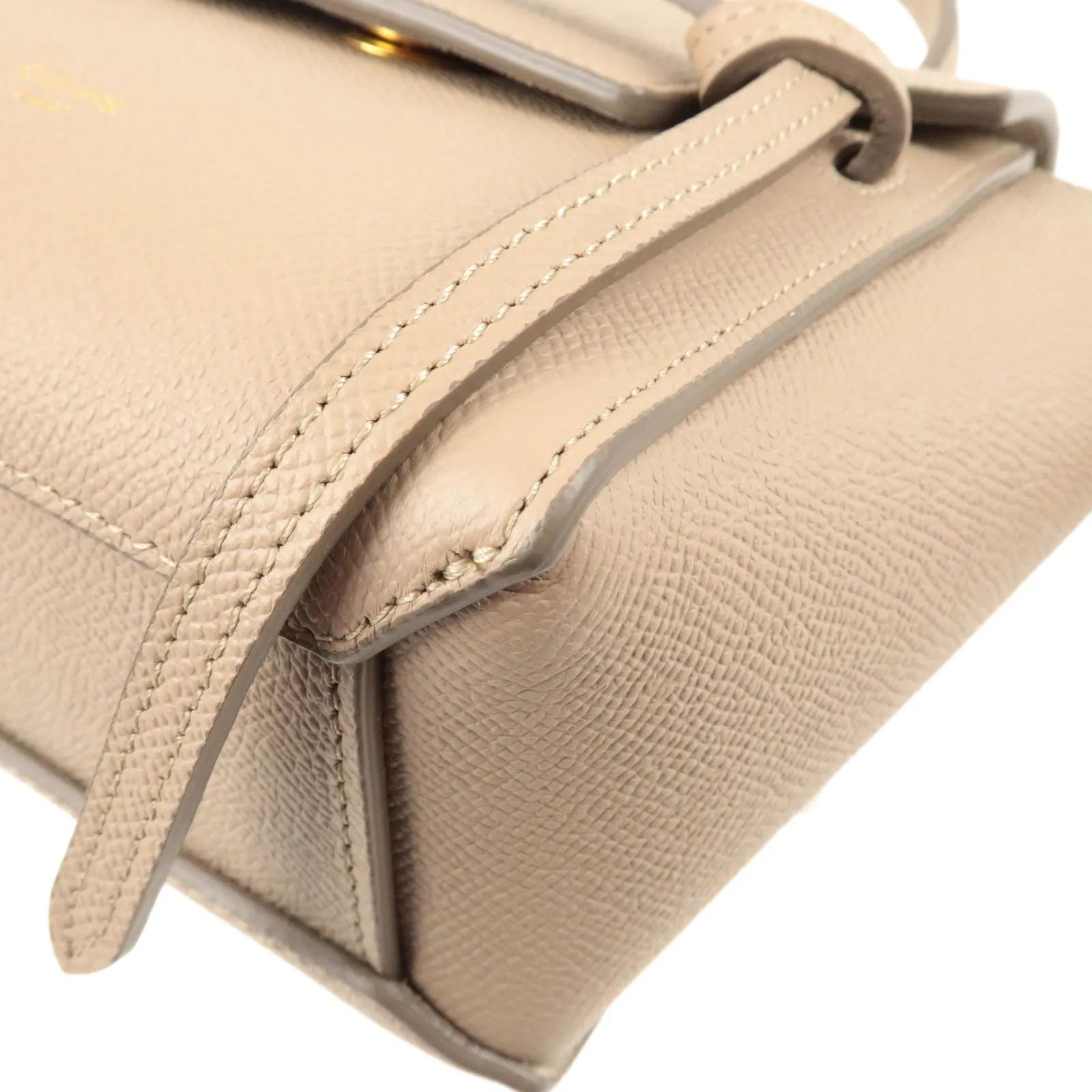 CELINE Leather Pico Belt Bag 2Way Bag Light Taupe 194263
