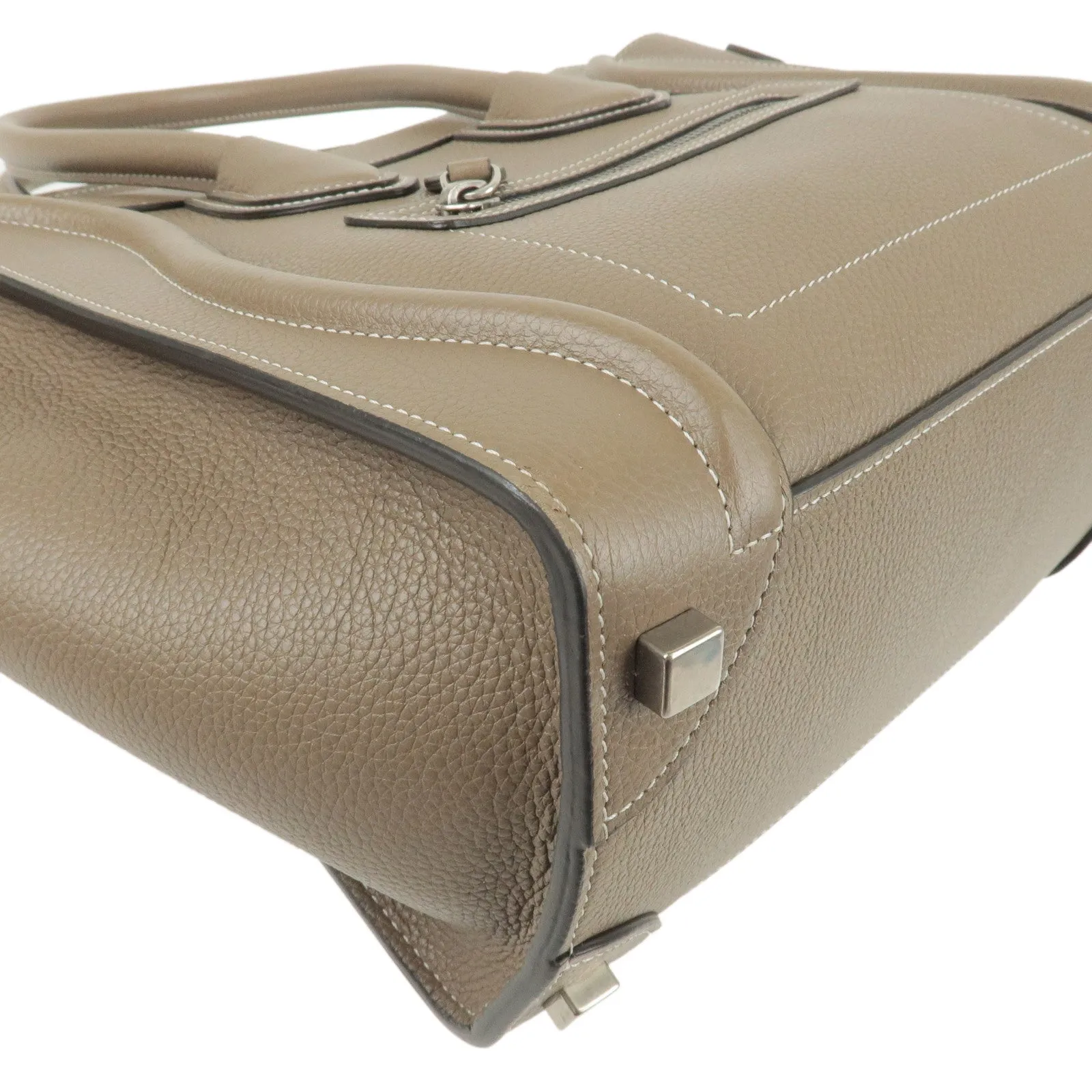 CELINE Luggage Micro Shopper Leather Hand Bag Souris 167793