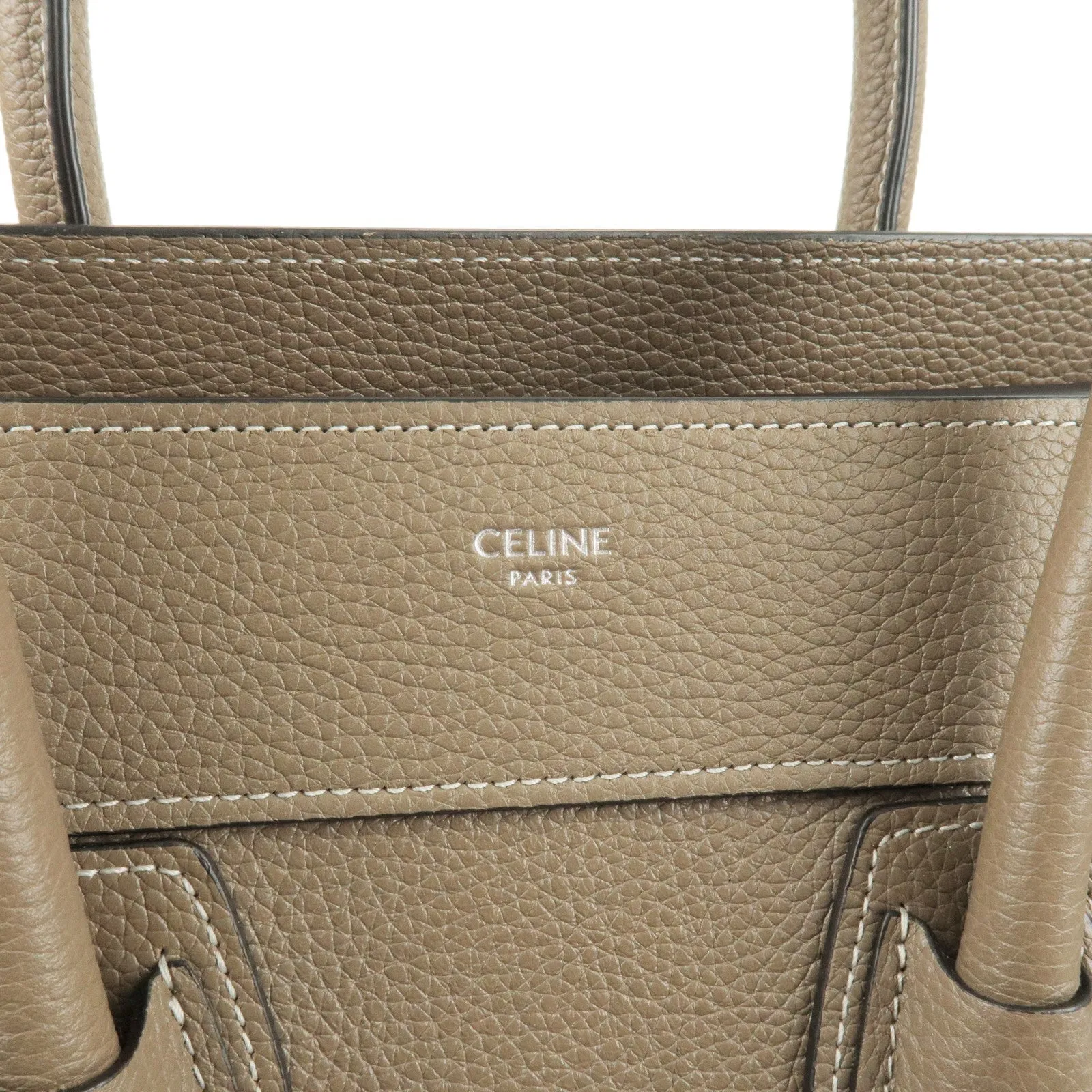 CELINE Luggage Micro Shopper Leather Hand Bag Souris 167793