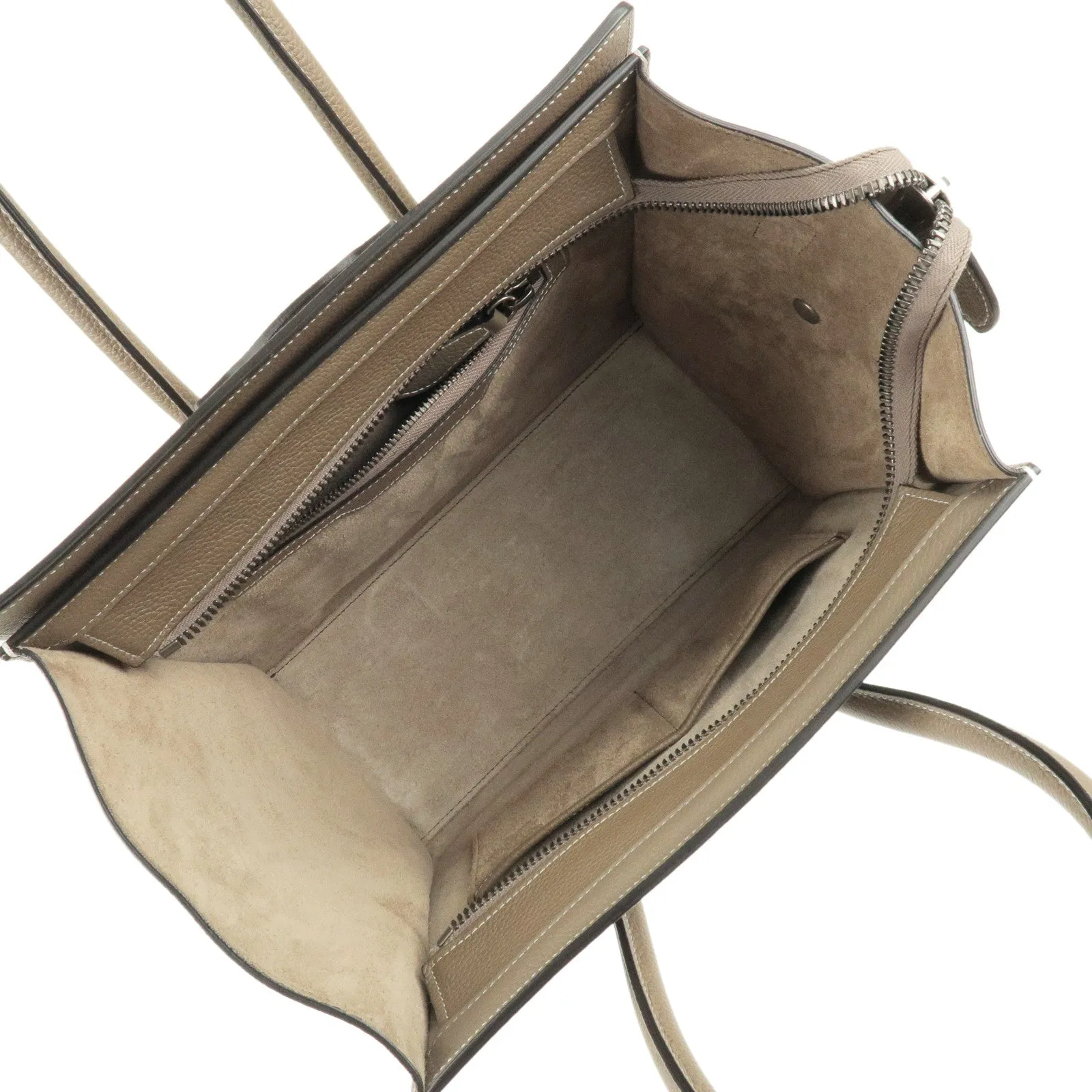 CELINE Luggage Micro Shopper Leather Hand Bag Souris 167793