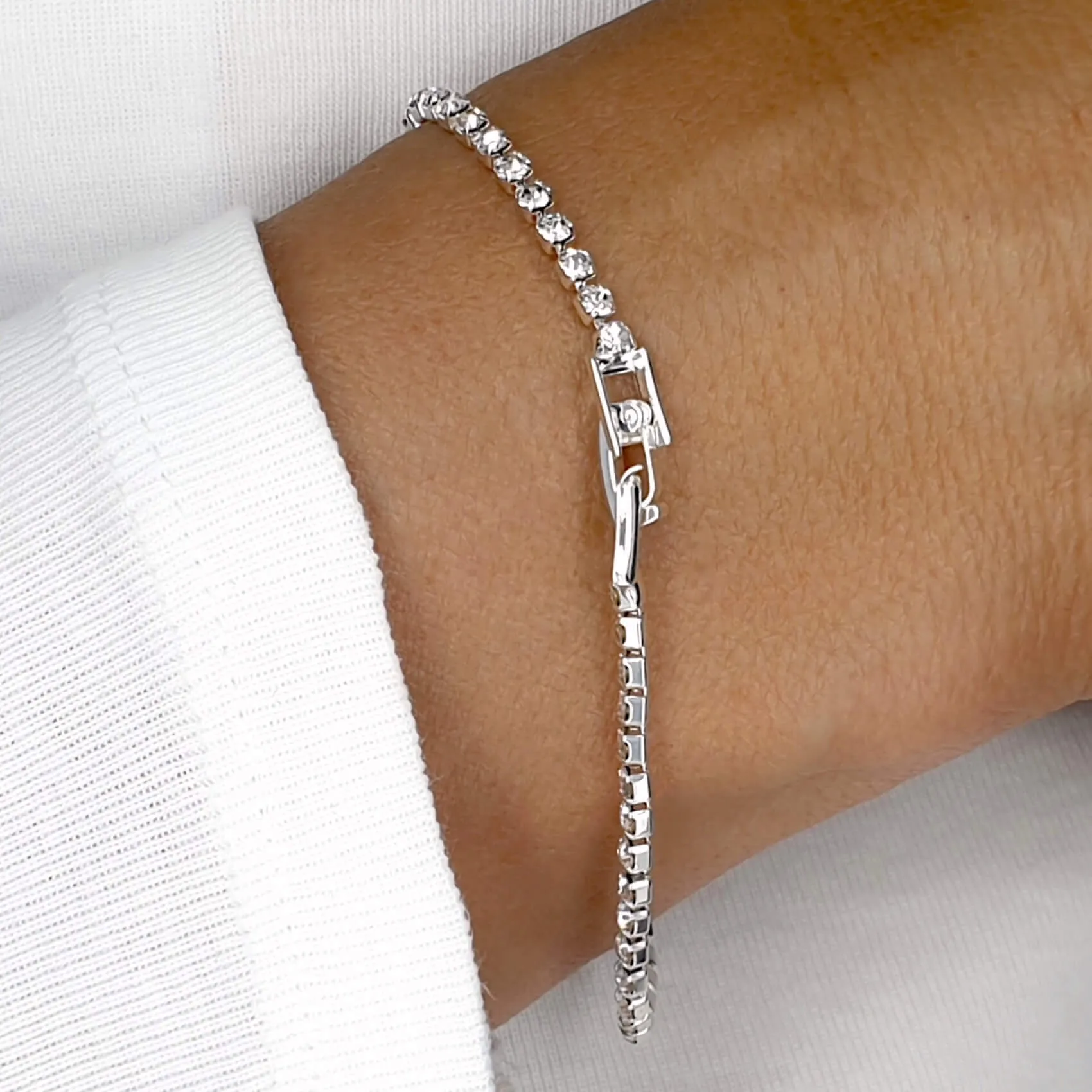 Classy Diamante Crystals Tennis Bracelet in Gold or SIlver