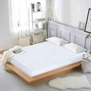 Dyed Terry Towel 100% Waterproof Fitted Mattress Protector In White Color