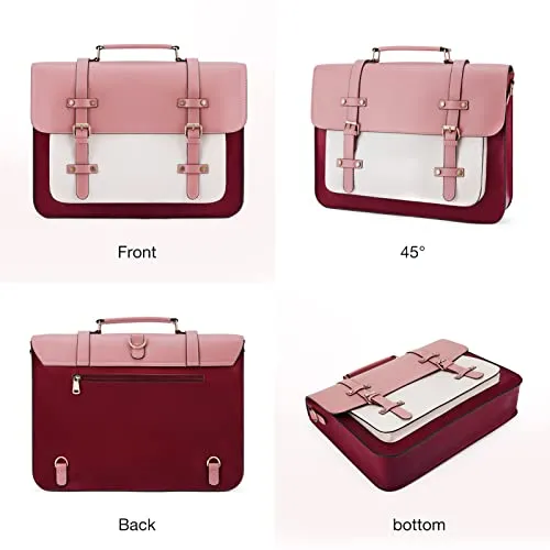 ECOSUSI Laptop Bag for Women 15.6 inch Briefcase Backpack Work Tote Bag PU Leather Messenger Computer Handbag