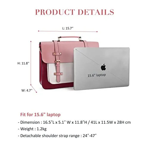 ECOSUSI Laptop Bag for Women 15.6 inch Briefcase Backpack Work Tote Bag PU Leather Messenger Computer Handbag