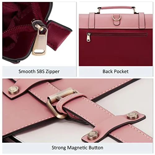 ECOSUSI Laptop Bag for Women 15.6 inch Briefcase Backpack Work Tote Bag PU Leather Messenger Computer Handbag