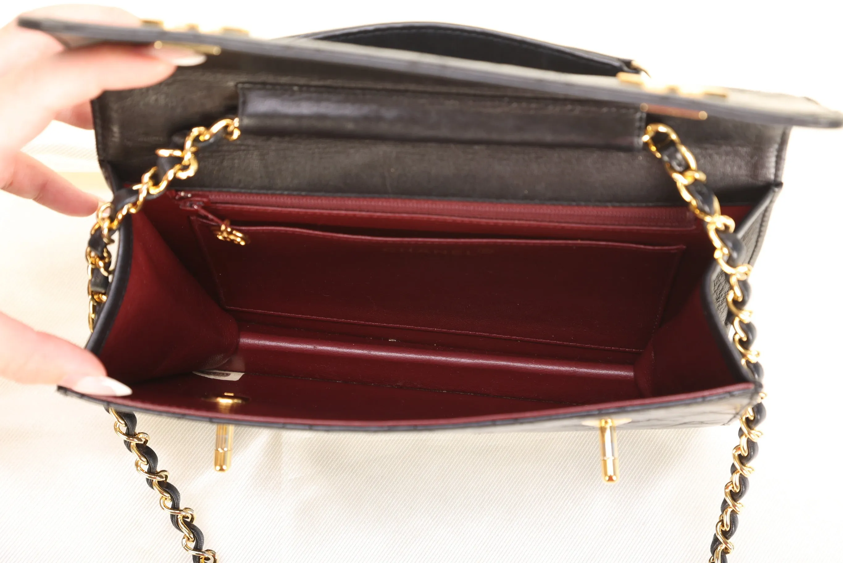 Extremely Rare Chanel 1989 Lambskin Double Turnlock Briefcase Bag