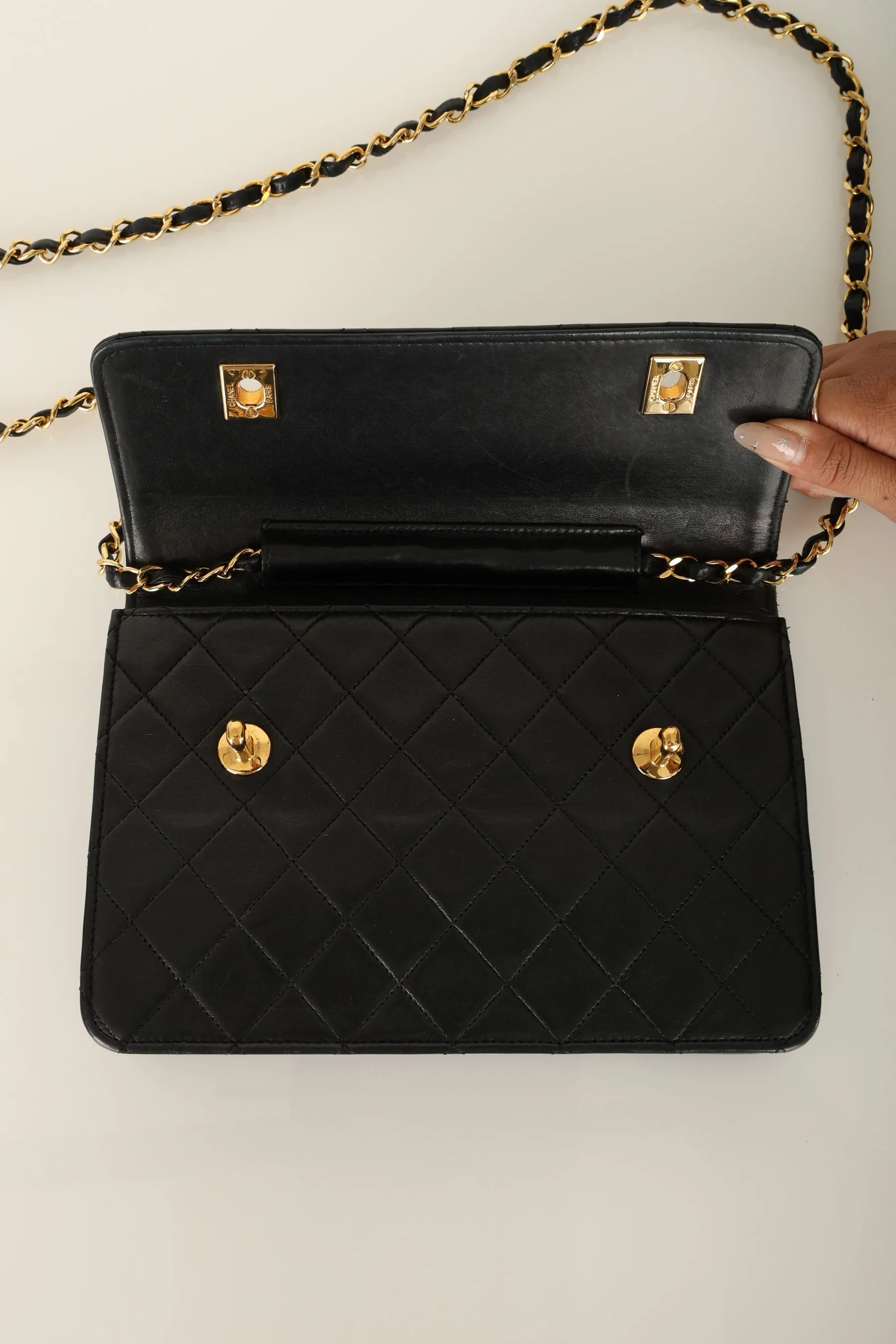Extremely Rare Chanel 1989 Lambskin Double Turnlock Mini Briefcase