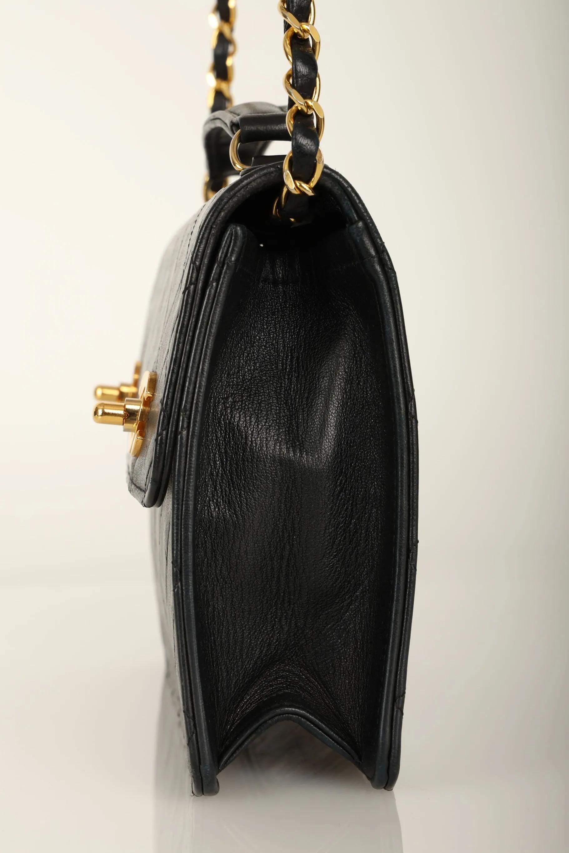 Extremely Rare Chanel 1989 Lambskin Double Turnlock Mini Briefcase