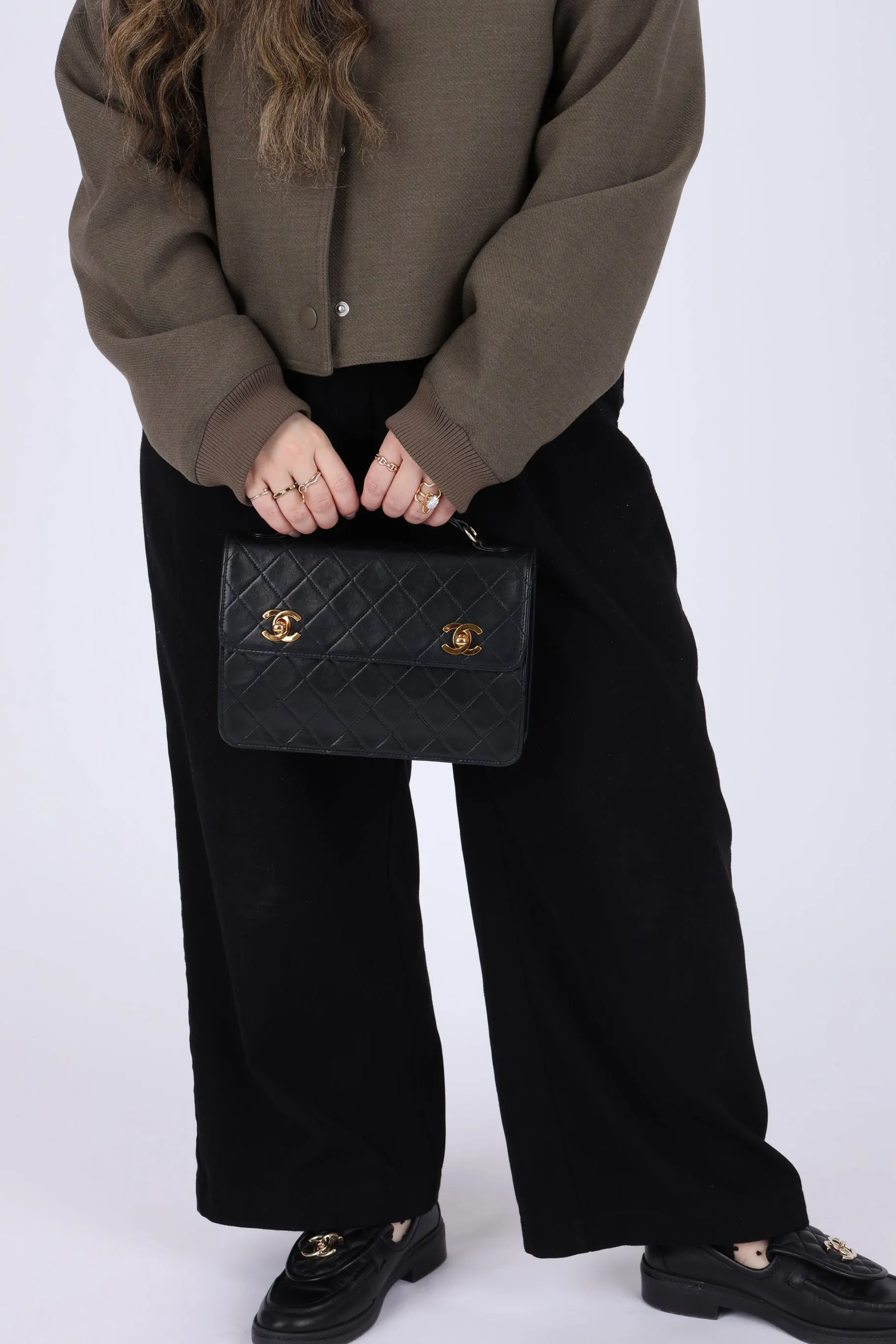 Extremely Rare Chanel 1989 Lambskin Double Turnlock Mini Briefcase