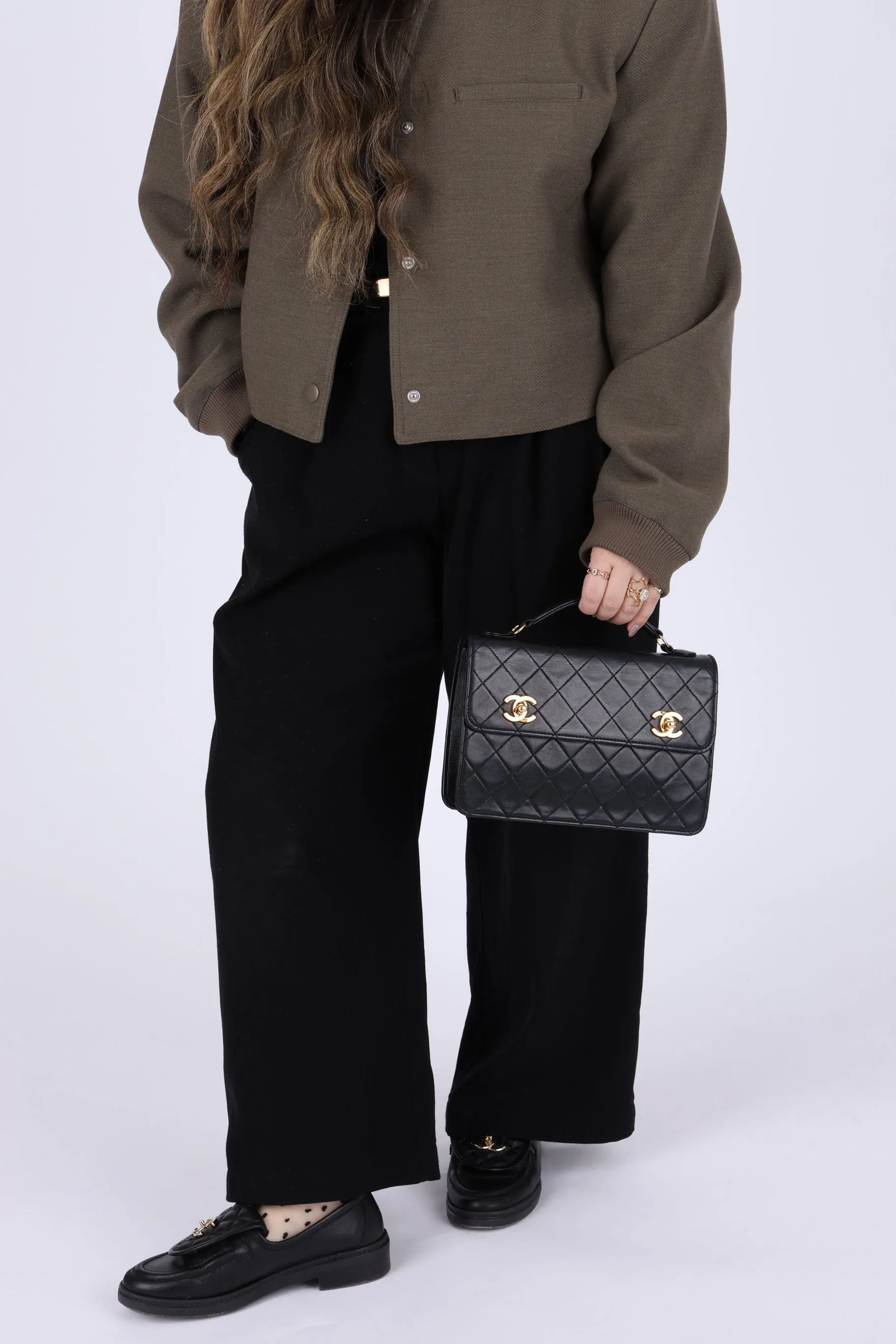 Extremely Rare Chanel 1989 Lambskin Double Turnlock Mini Briefcase