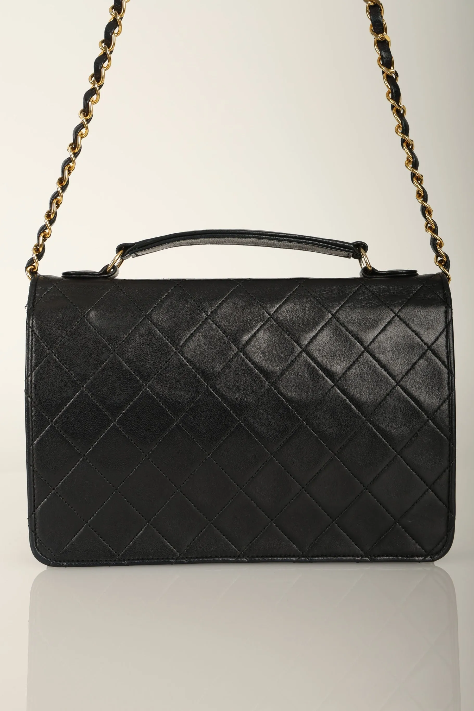 Extremely Rare Chanel 1989 Lambskin Double Turnlock Mini Briefcase