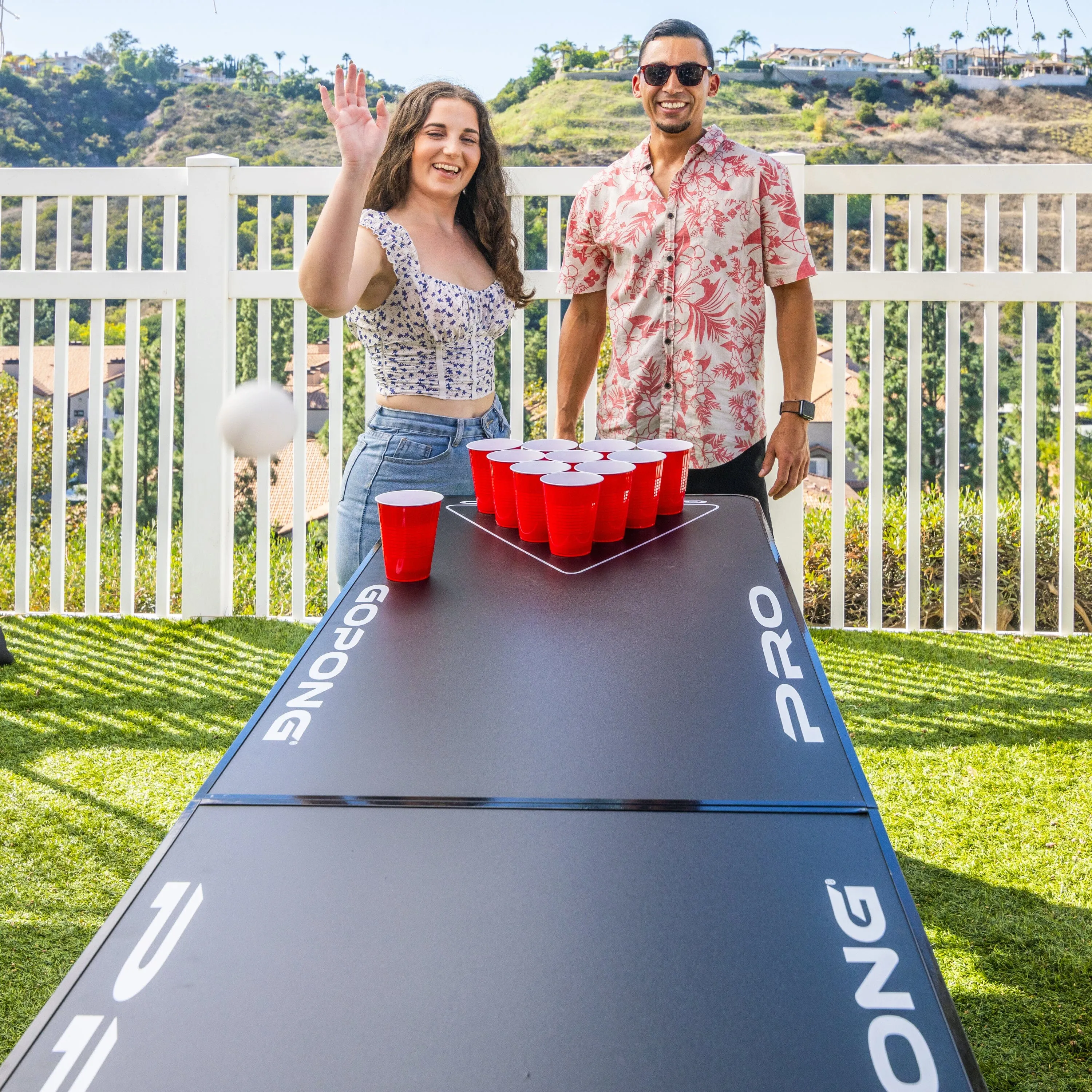 GoPong PRO 8 Foot Premium Beer Pong Table - Heavy Duty (Black, 36-Inch Tall)