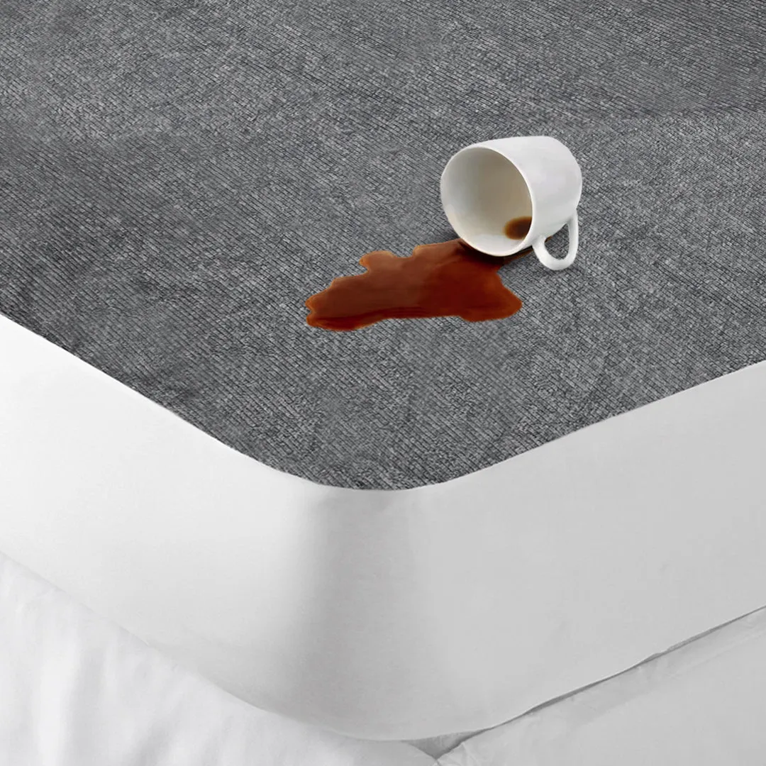 Jointless Recommended Premium & Export Quality Terry Cotton 100% Waterproof Fitted Style Mattress Protector- Grey Color