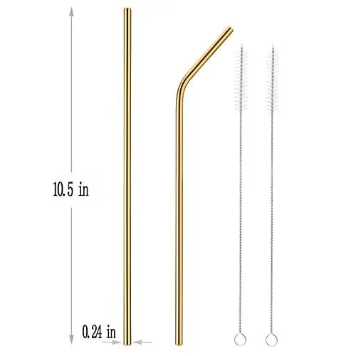 JOYECO Stainless Steel Straws Metal Reusable for 20oz Tumblers Rumblers Drinking Beverage Set of 24, Green