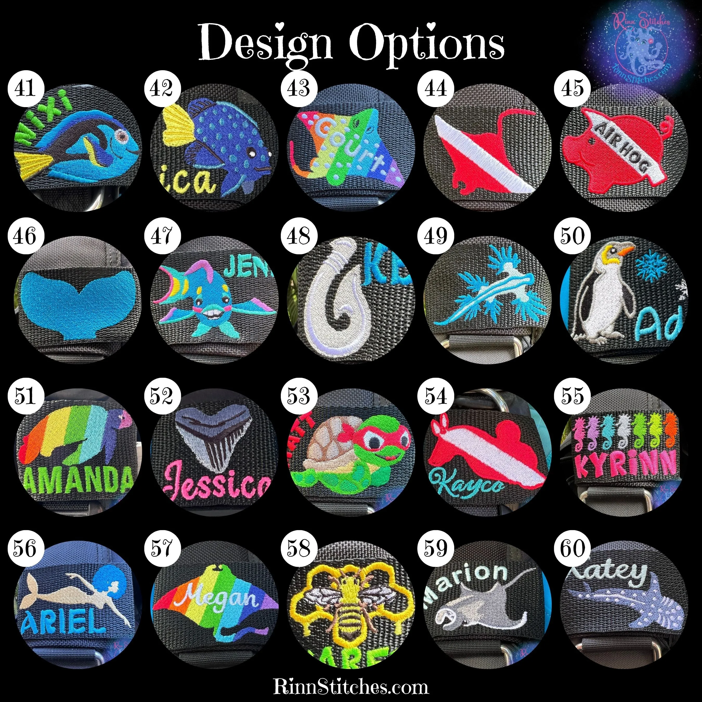 Luggage Tag, Gear Bag Tag, Scuba Diving Bag Tags - Choose any design on our site | Embroidered ID Tags for all your travel needs