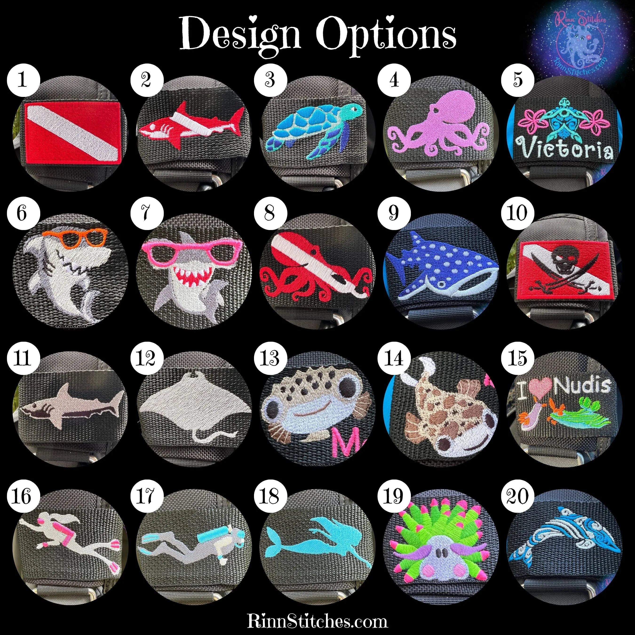 Luggage Tag, Gear Bag Tag, Scuba Diving Bag Tags - Choose any design on our site | Embroidered ID Tags for all your travel needs
