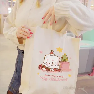 Marshie the Marshmallow Christmas Tote Bag | Kawaii Eco-Friendly Reusable Cotton Shopping Bag