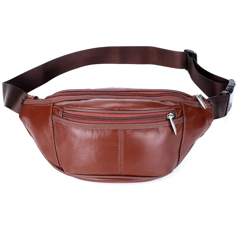 Men's Fashionable Genuine Leather Travel Waist Messenger Bag