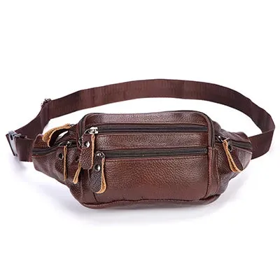 Men's Fashionable Genuine Leather Travel Waist Messenger Bag