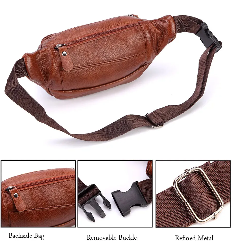 Men's Fashionable Genuine Leather Travel Waist Messenger Bag