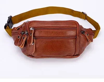 Men's Fashionable Genuine Leather Travel Waist Messenger Bag
