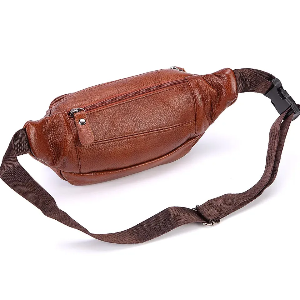 Men's Fashionable Genuine Leather Travel Waist Messenger Bag
