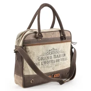 Ohlay Bags OHV159 Briefcase Upcycled Canvas Genuine Leather Women Bag Western Handbag Purse