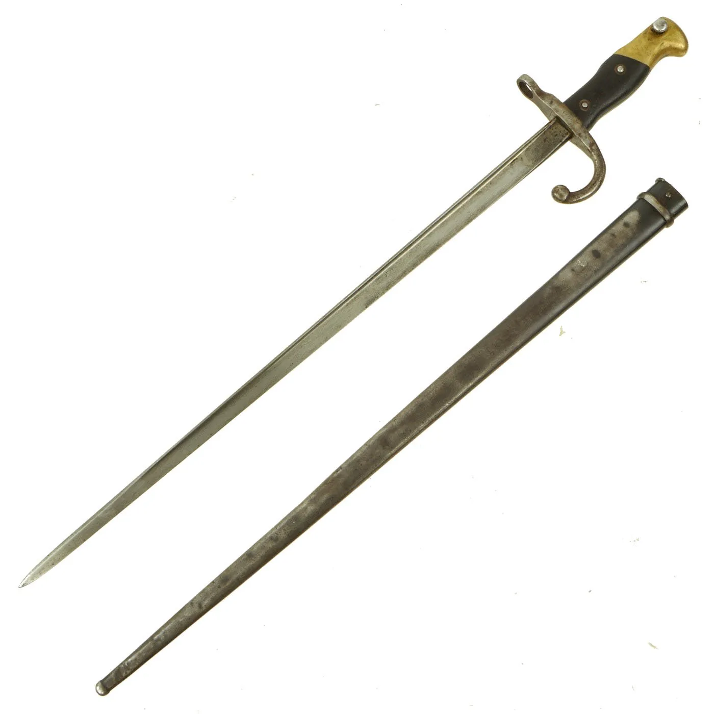Original Austrian Ersatz Modified Kropatschek M.1878 Rifle Bayonet by Steyr with Scabbard - dated 1881