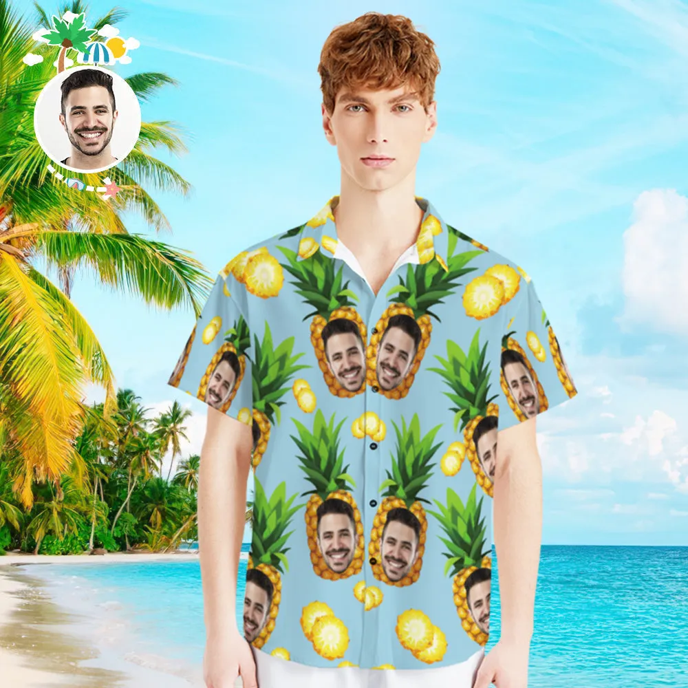 Photo Hawaiian Shirt Parent-child Wears Personalised Face Hawaiian Shirt Gift Big Pineapple