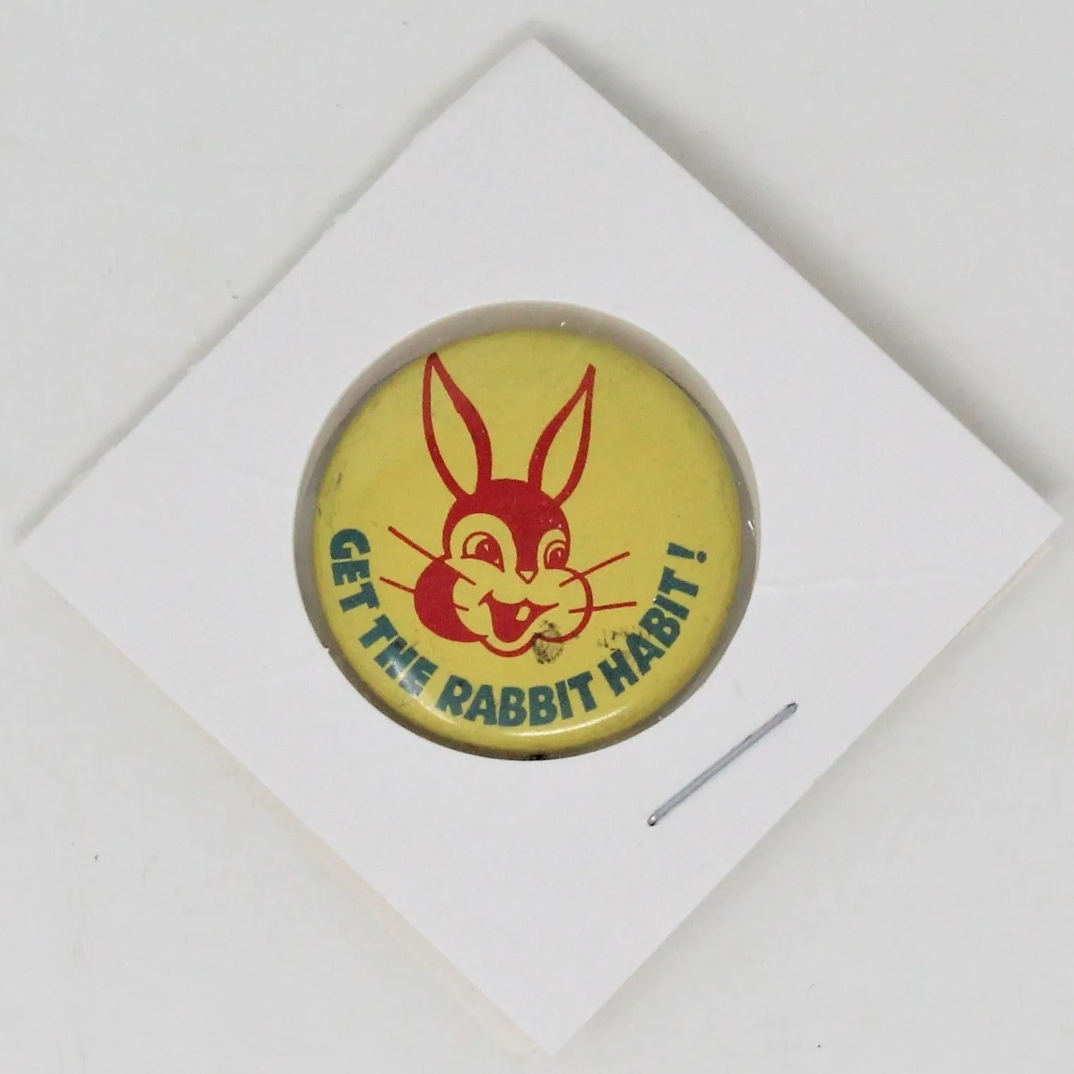 Pinback, Bunny Bread, Get the Rabbit Habit! Pin Button, Vintage