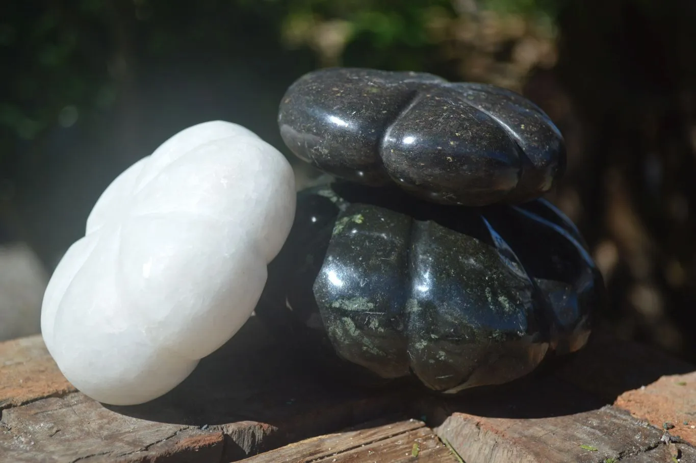 Polished Mixed Stone Pumpkin Carvings x 3 From Zimbabwe
