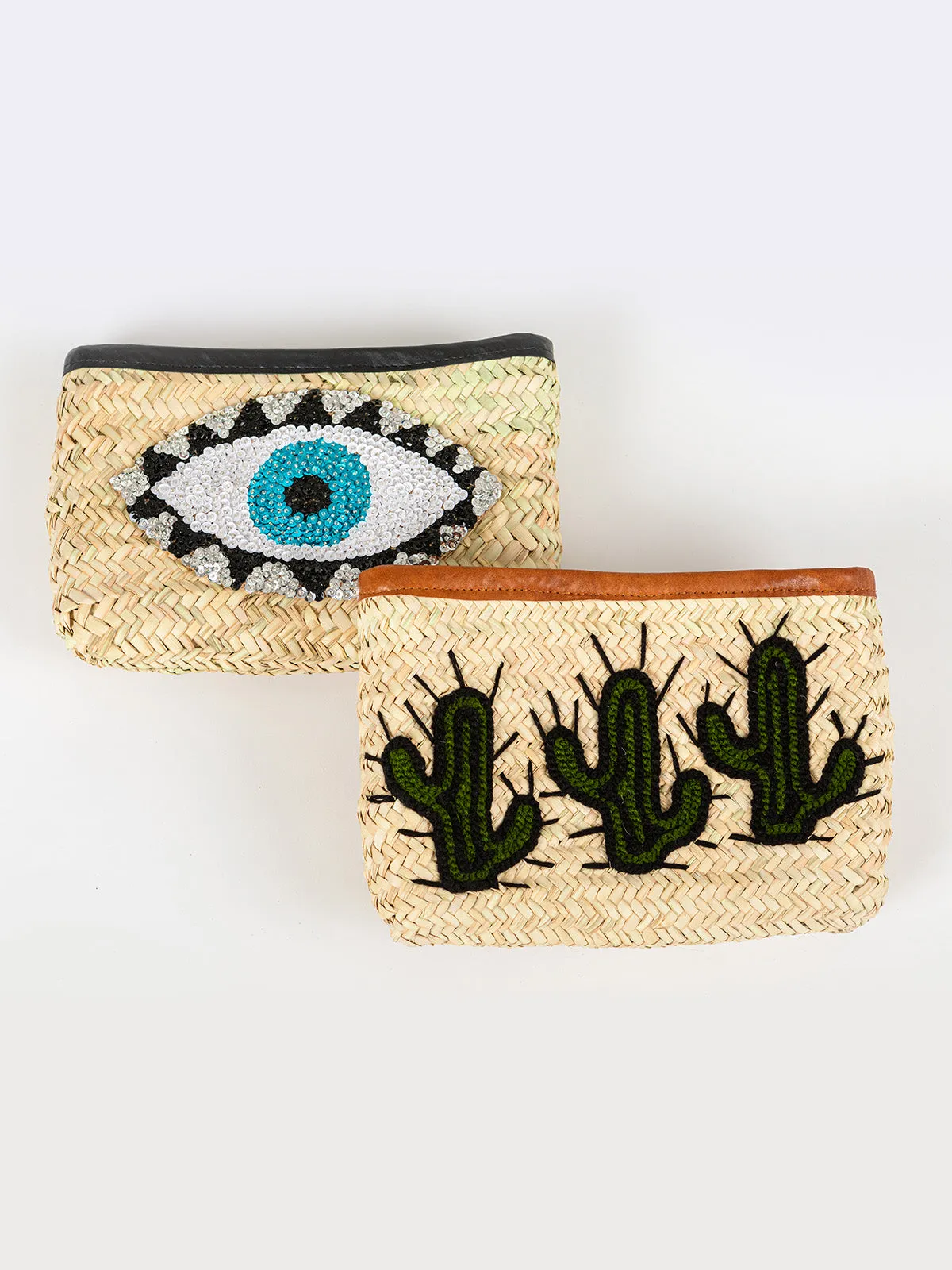 Raffia Cactus Clutch Tan