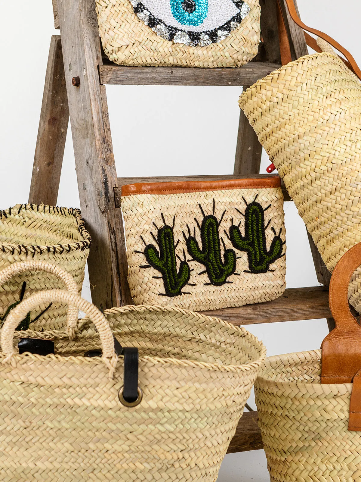 Raffia Cactus Clutch Tan