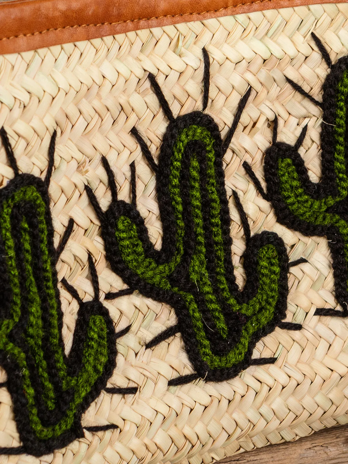 Raffia Cactus Clutch Tan
