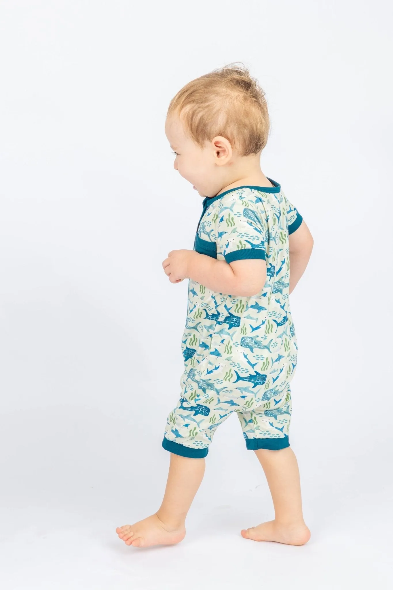 Shark Friends Bamboo Baby Shortie Romper Jumpsuit