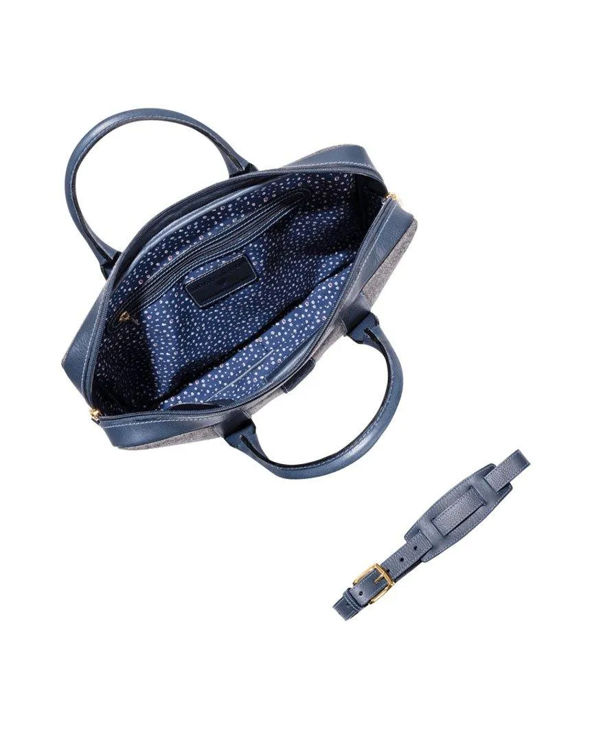 Wool Briefcase  Grey & Navy