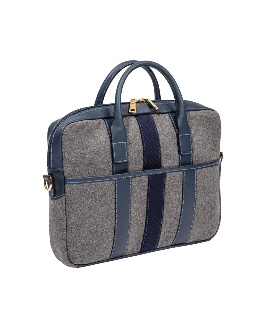 Wool Briefcase  Grey & Navy