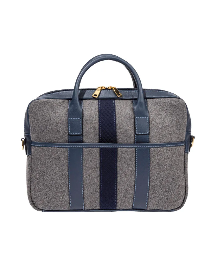 Wool Briefcase  Grey & Navy